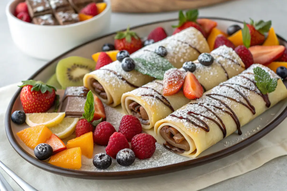 Sweet tortilla rolls dessert