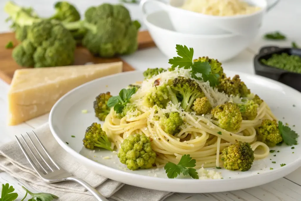 Pasta with Romanesco broccoli and Parmesan