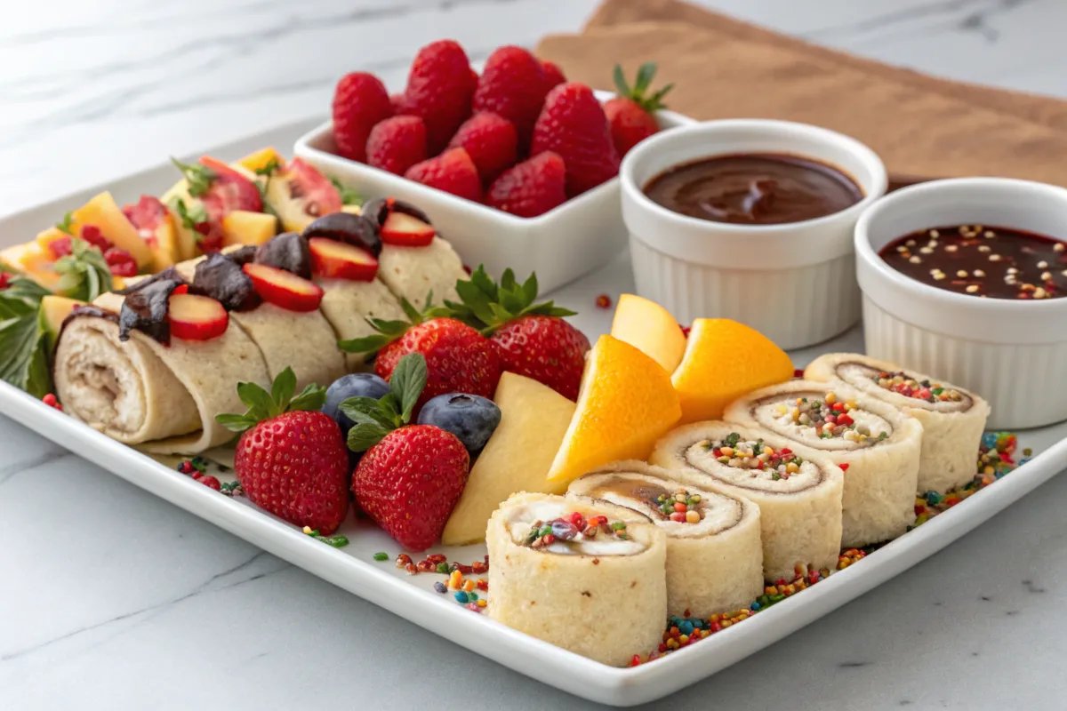 Nutella and tortilla sushi platter