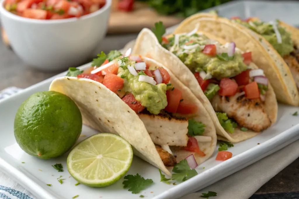 Chicken tacos with fresh toppings