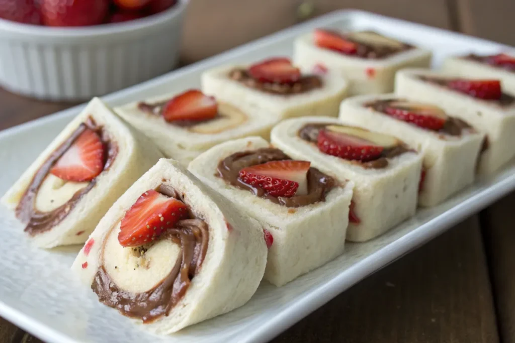 Nutella tortilla sushi close-up