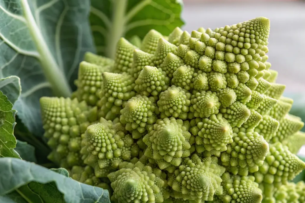 Unique spirals of Romanesco broccoli