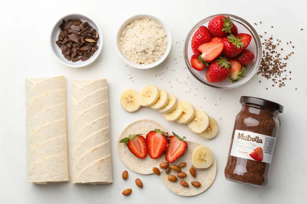 Ingredients for Nutella tortilla sushi