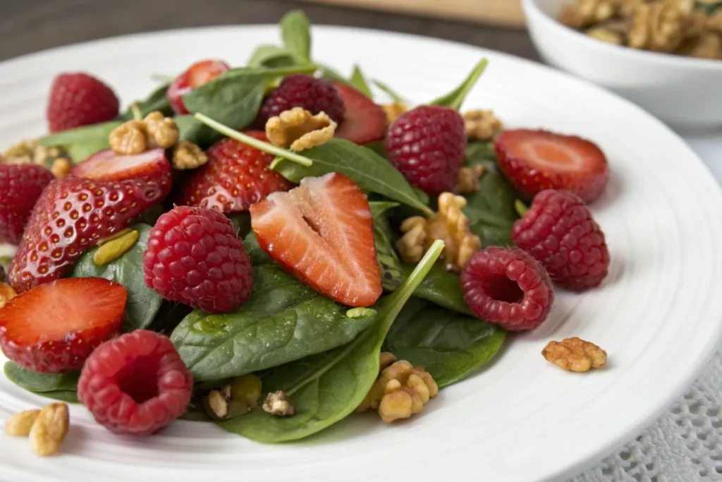 "Fresh berries in a salad bowl"