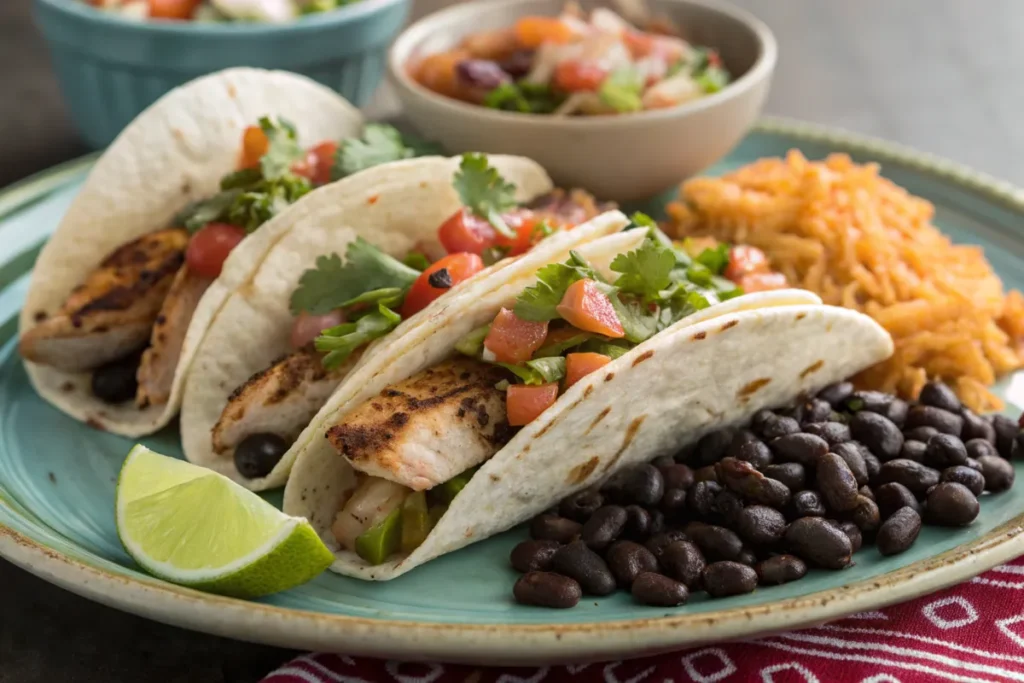 Sides with chicken tacos