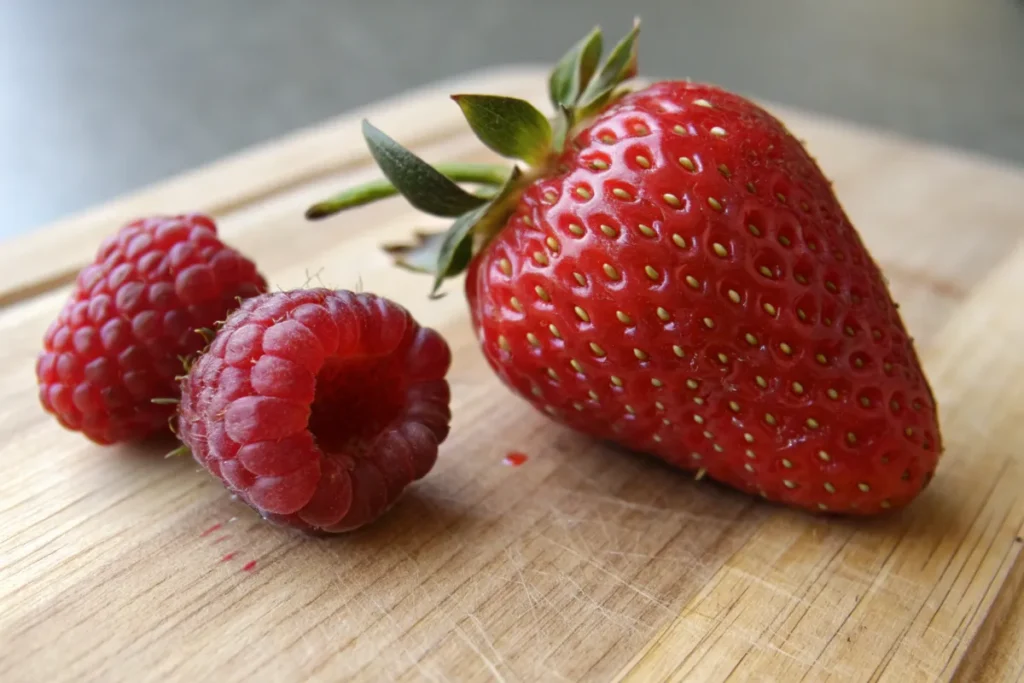 "Raspberry and strawberry pairing"