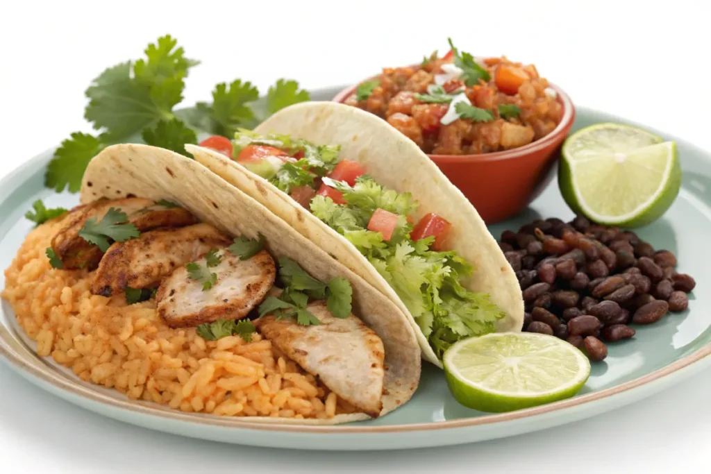 Chicken tacos with sides