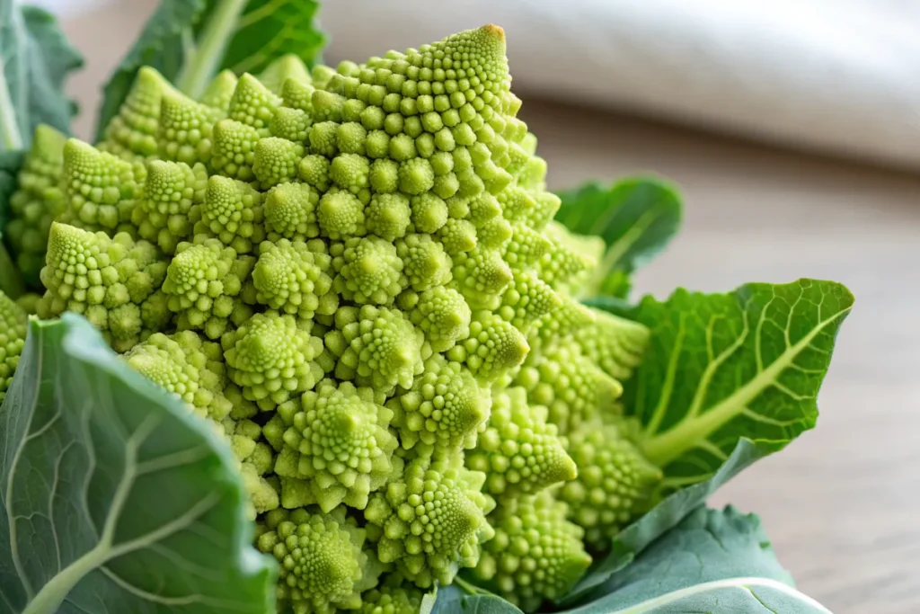 Romanesco taste and appearance close-up