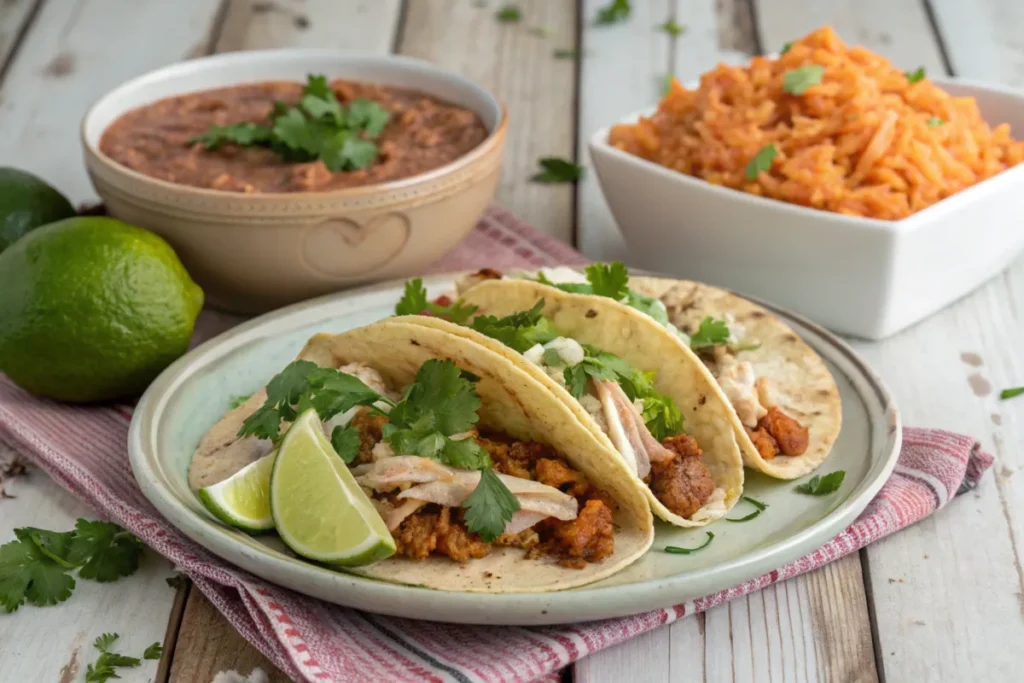 Chicken tacos with sides