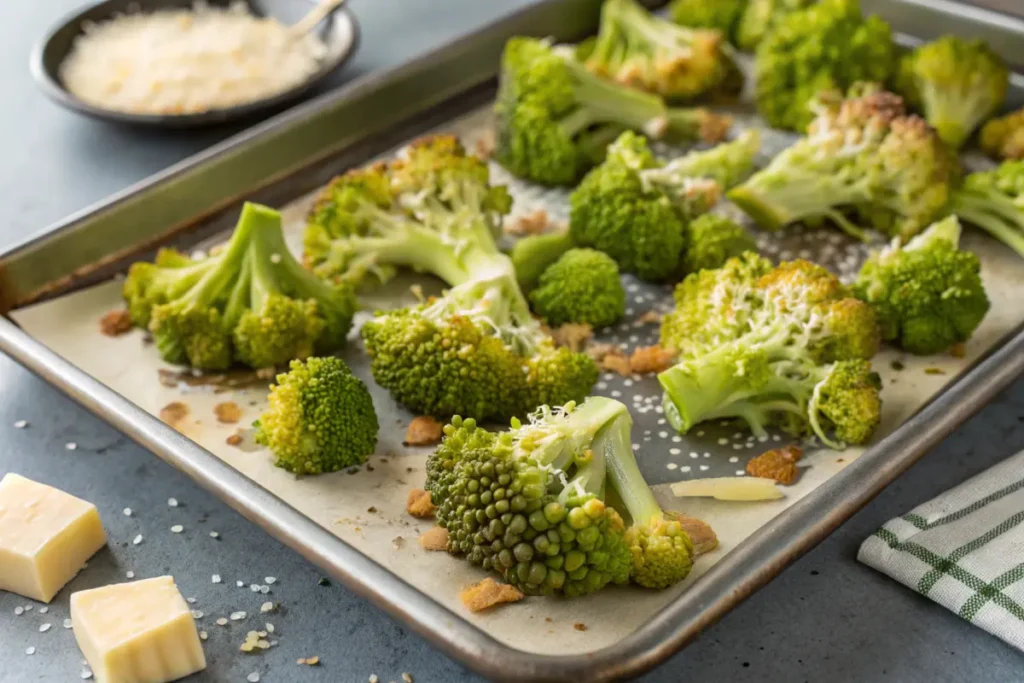 Roasted Romanesco broccoli with garlic and Parmesan