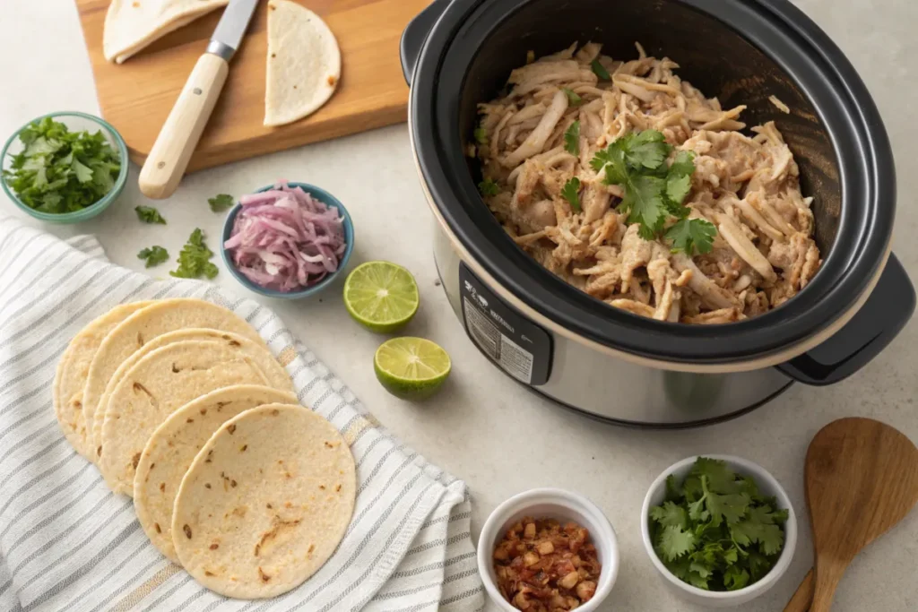 Slow cooker shredded chicken method