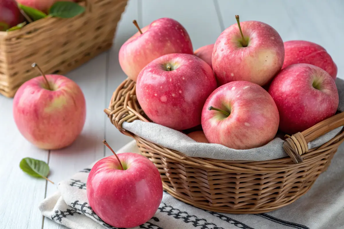 Pink Lady apples in a basket