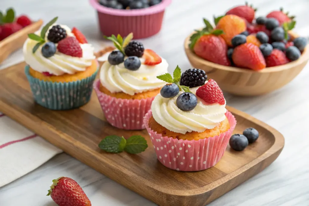 Fresh fruity cupcakes with yogurt