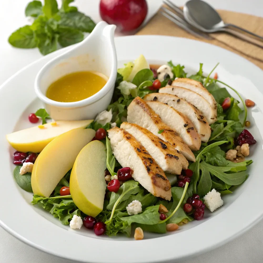 Apple Pear Salad with Chicken Plated