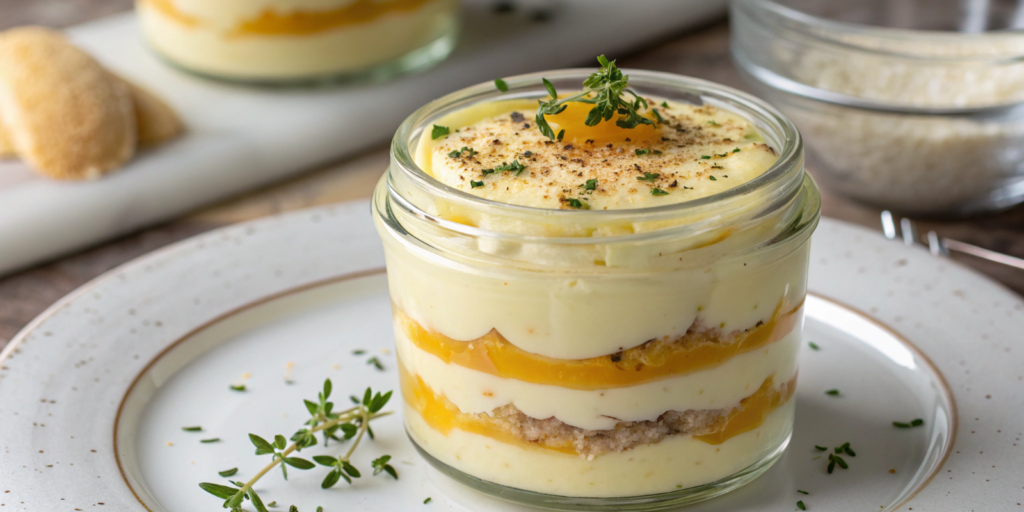 Layered custard with cheese and herbs	