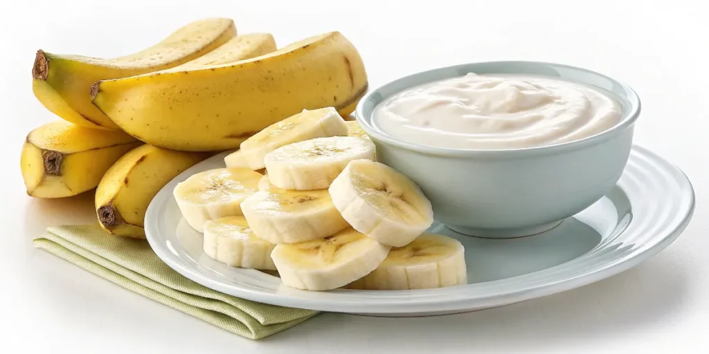 Frozen banana yogurt dessert	