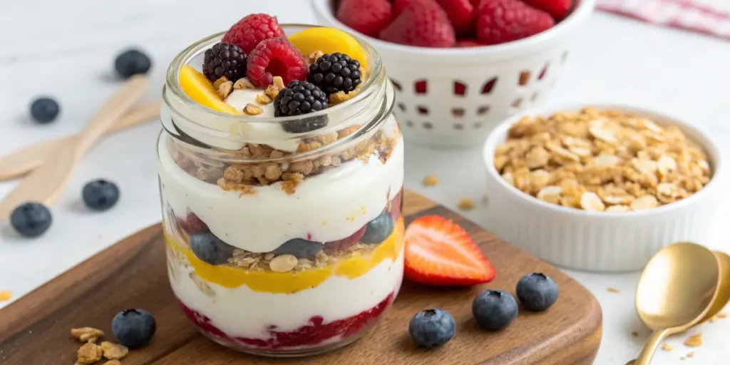 Parfait layers with eggs