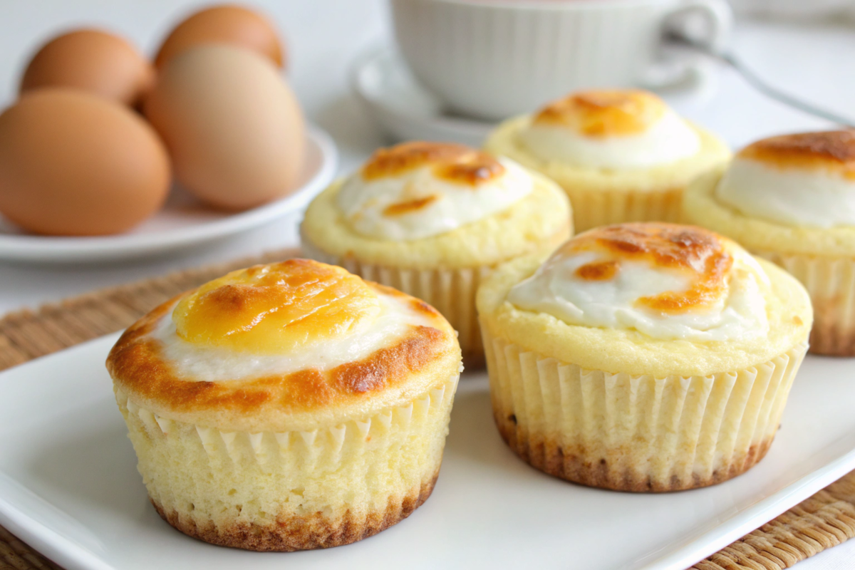 Egg and yogurt cupcakes fresh out of the oven