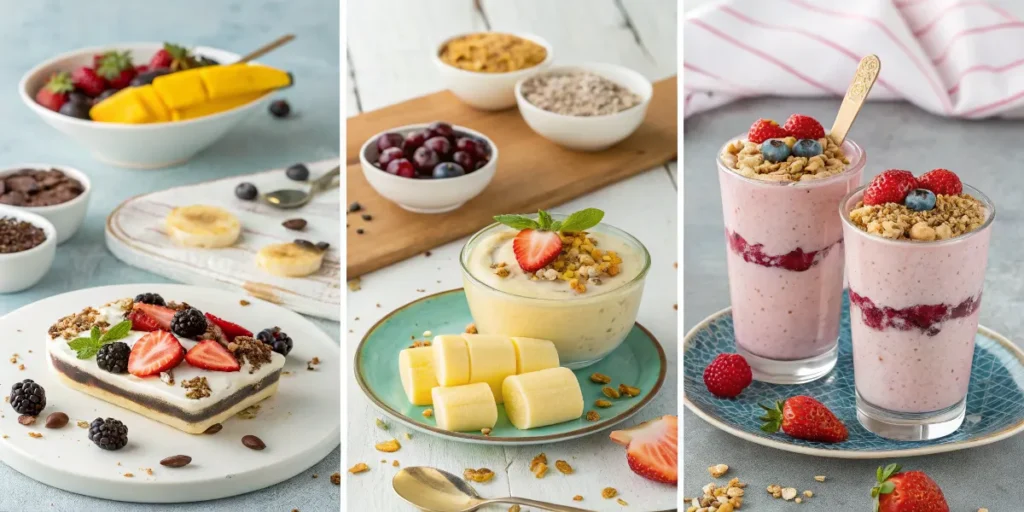 Variety of recipes with banana and yogurt	