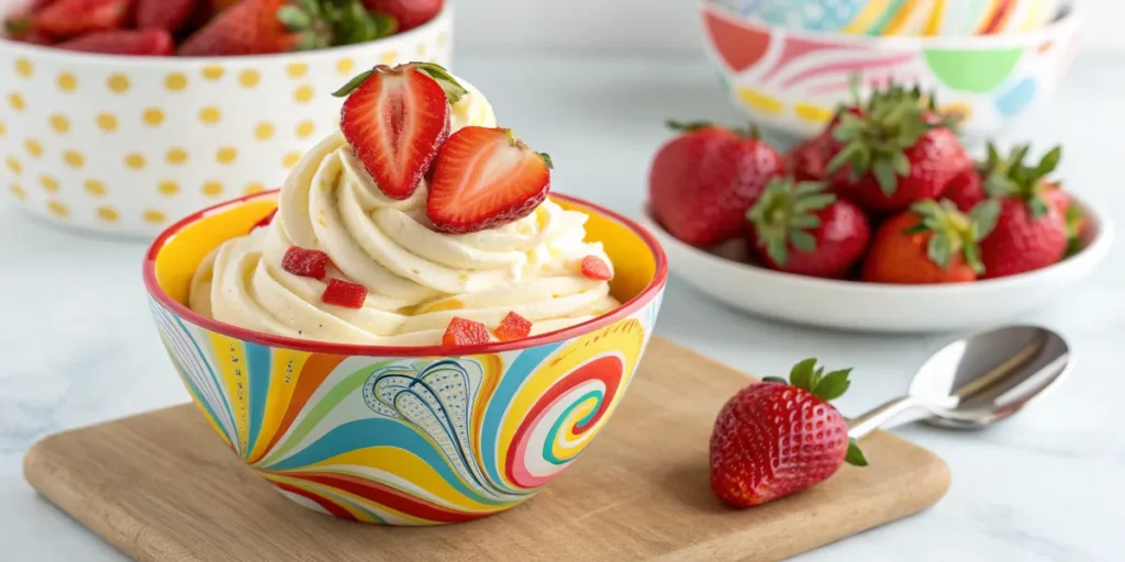 Banana frozen yogurt with strawberries