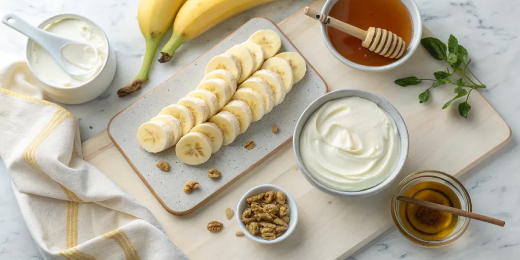 Ingredients for banana frozen yogurt