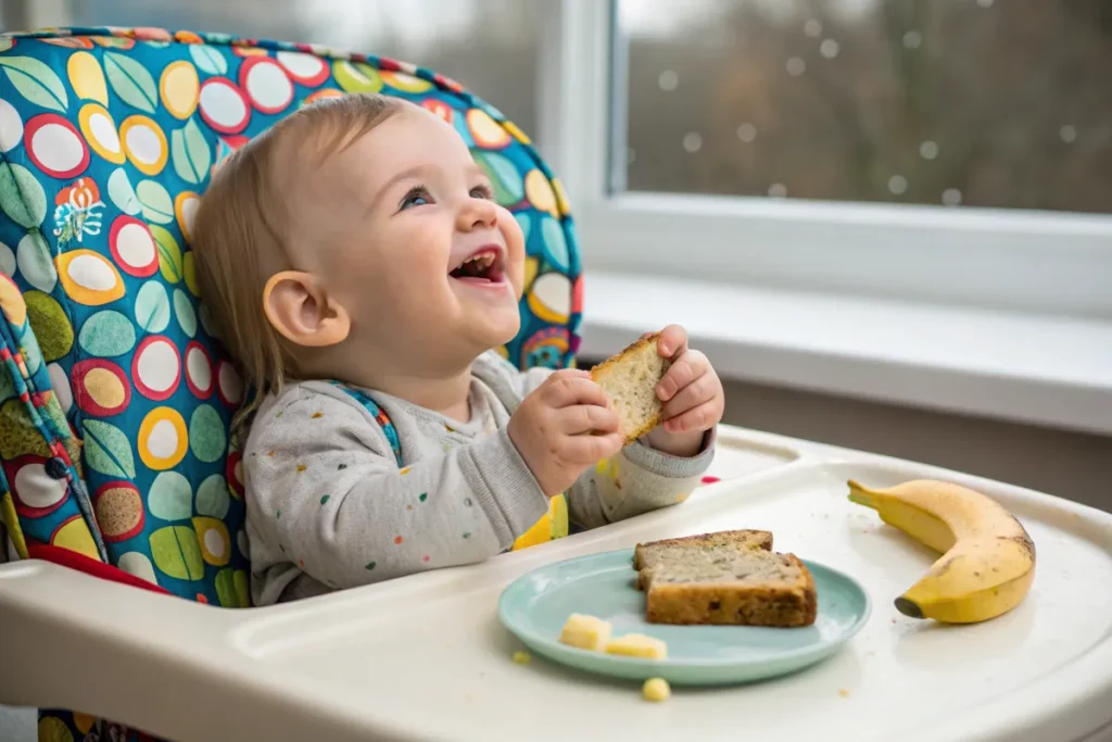 Baby self-feeding banana bread