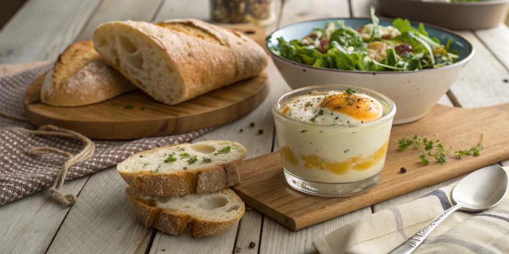 Homemade egg custard on a rustic table	