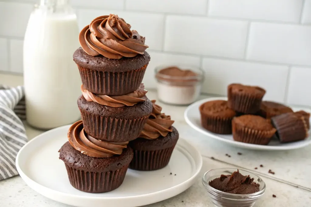 Chocolate cupcakes made with yogurt