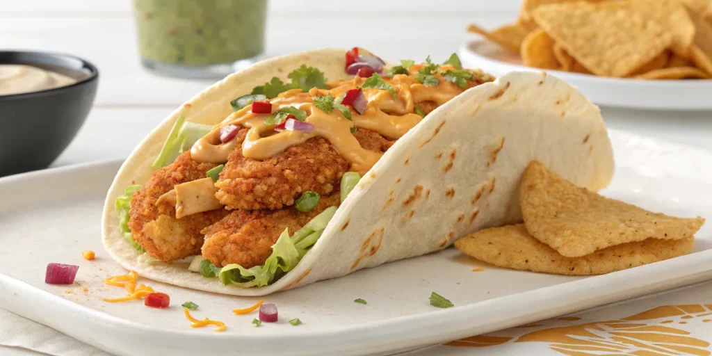 Crispy taco with chicken and sauce	