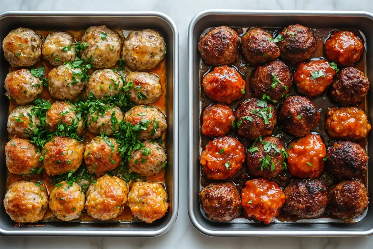 Is it better to cook meatballs at 350 or 400 side-by-side tray comparison