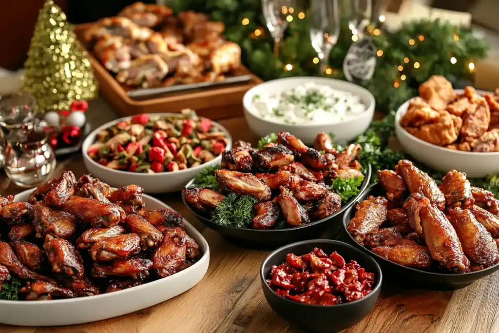 Table of Tyson chicken wings in different flavors