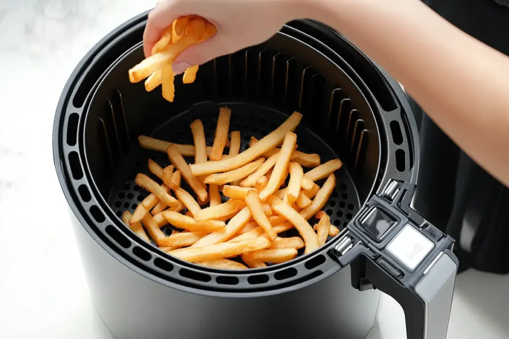 Shaking french fries for even cooking