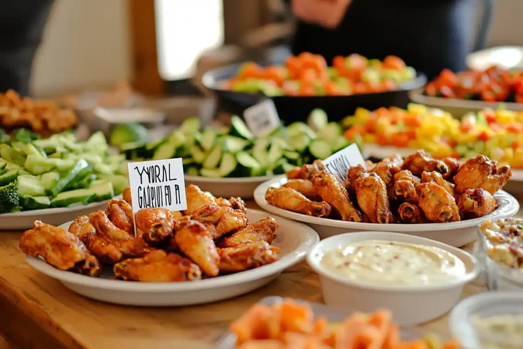 Gluten-free Tyson Chicken Wings party spread