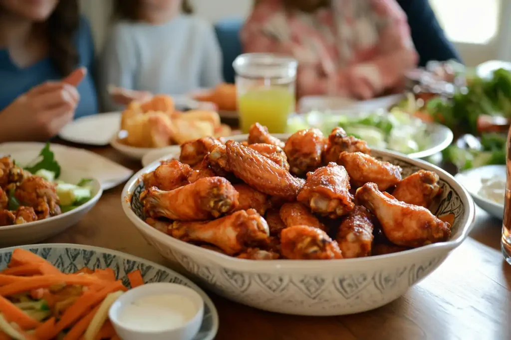 Enjoying Tyson chicken wings fresh from the air fryer