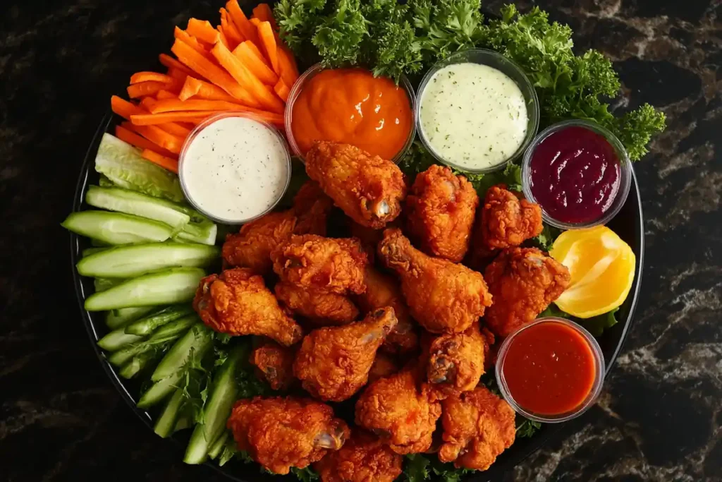 how long to air fry Tyson chicken wings platter with dips